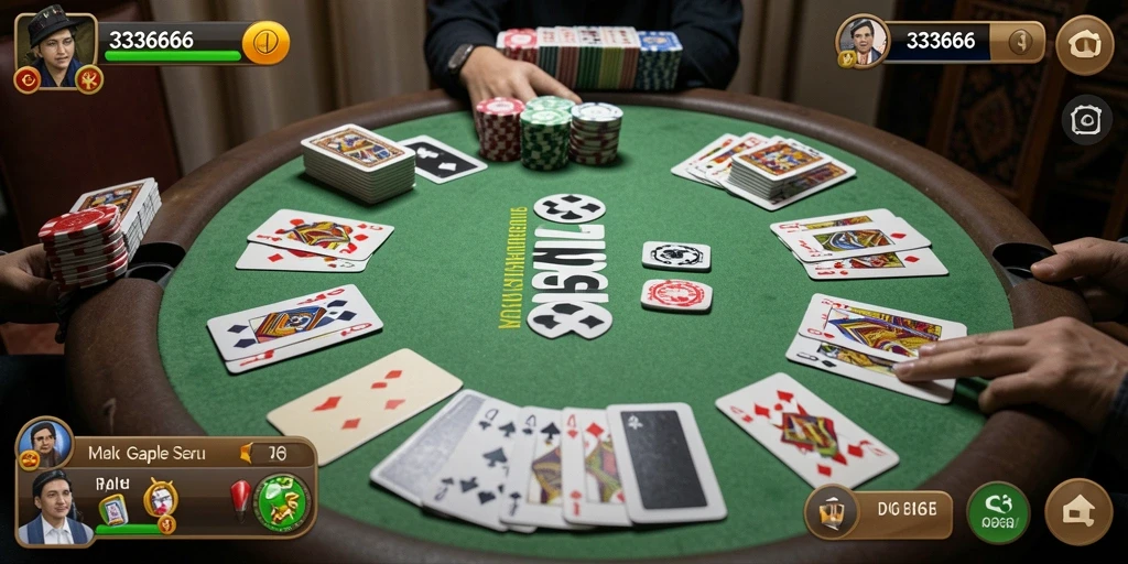Tampilan gameplay seru dalam aplikasi Gaple 333666.