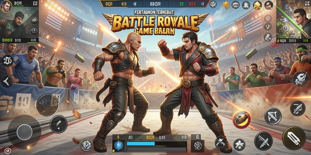 Tangkapan layar gameplay intens dari 8QR Battle Royale.