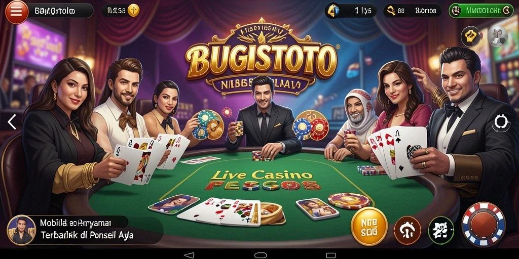 Screenshot BUGISTOTO menampilkan dealer langsung dan permainan yang mendebarkan.