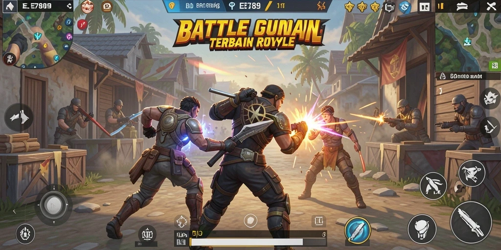Gameplay seru dan penuh aksi di EE789 Battle Royale.