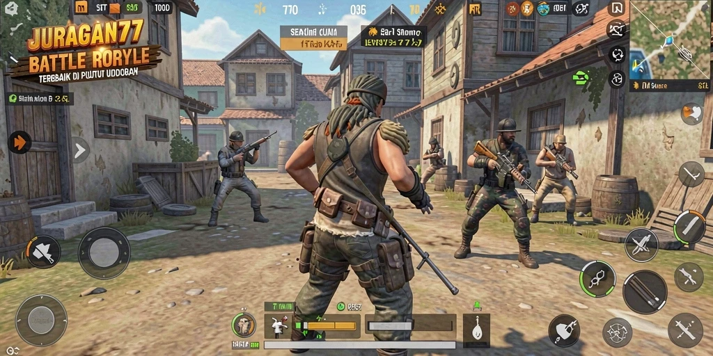 Gameplay seru dari JURAGAN77 dalam momen Battle Royale.