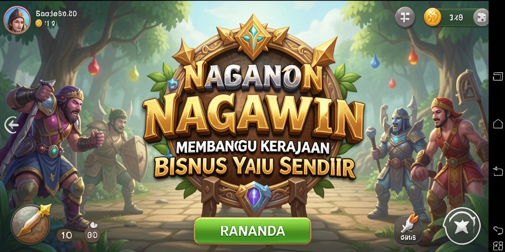 Tampilan gameplay NAGAWIN yang menarik dan interaktif dalam membangun bisnis.