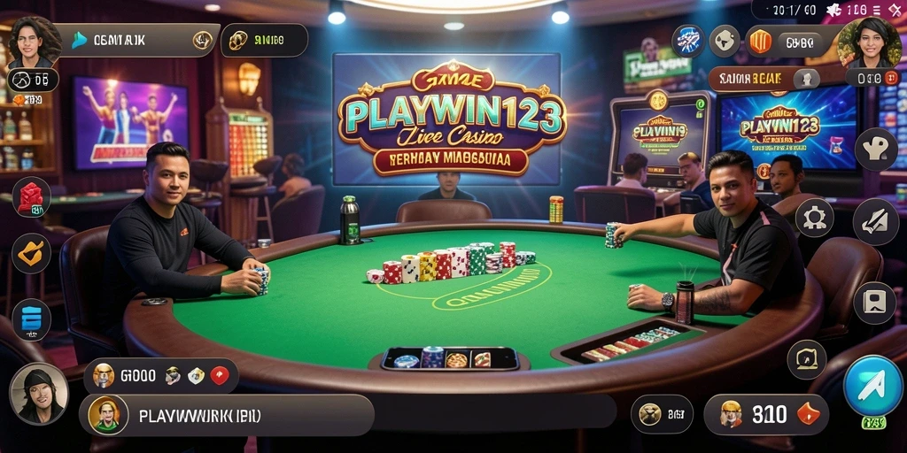 Screenshot gameplay Live Casino menunjukkan dealer profesional dan suasana yang menarik.