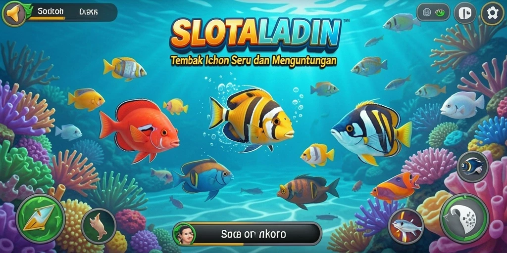 Tampilan gameplay SLOTALADIN yang menarik saat menangkap ikan.
